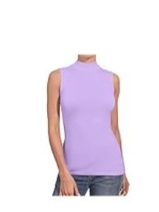 Mangdiup Tops - Mangdiup Sleeveless Mock Neck Tank Top Rayon Blend Lavender Size Small
